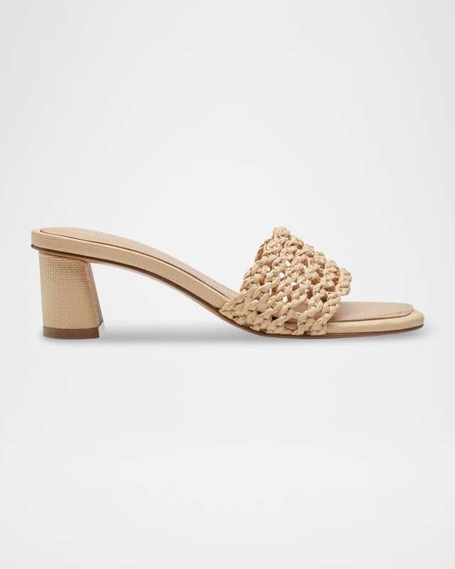 Woven Block-Heel Mule Sandals
